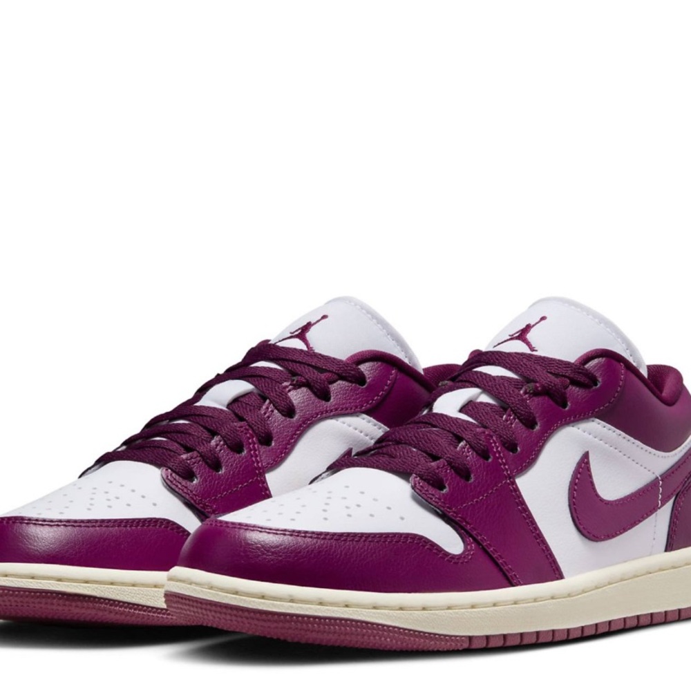 Nike Air Jordan 1 Low White and Purple Sneakers